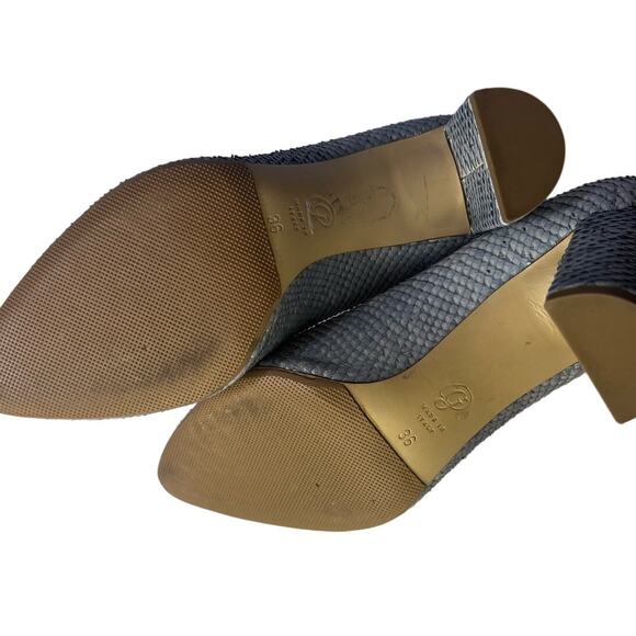 M. Gemi Lustro Snakeskin Block Heel Light Grey Blue Almond Toe Heels IT 36 US 6 - Picture 9 of 9